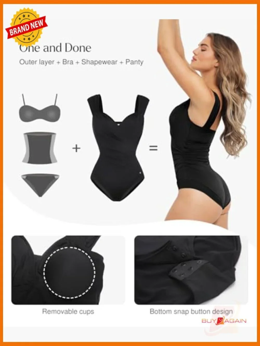 Shapewear Bodysuit Corset Tank Top with Built in Bra Sleeveless Ruched Going